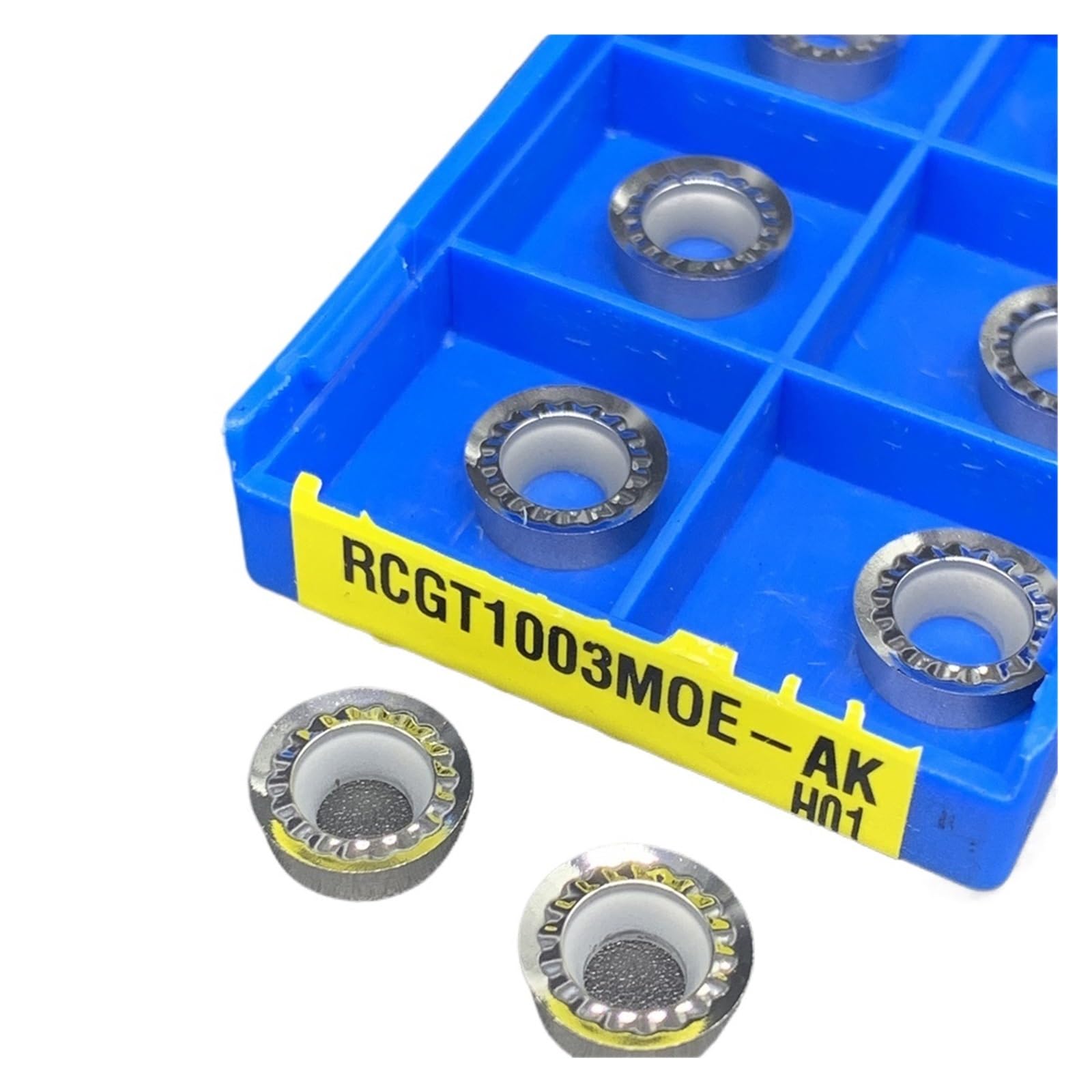 Tournage de plaquettes indexables en carbure 10 pièces RCGT0803MOE RCGT1003MOE RCGT10T3MOE RCGT1204MOE outils de tour en alliage dur ronds d'aluminium(RCGT1003MOE-AK H01)