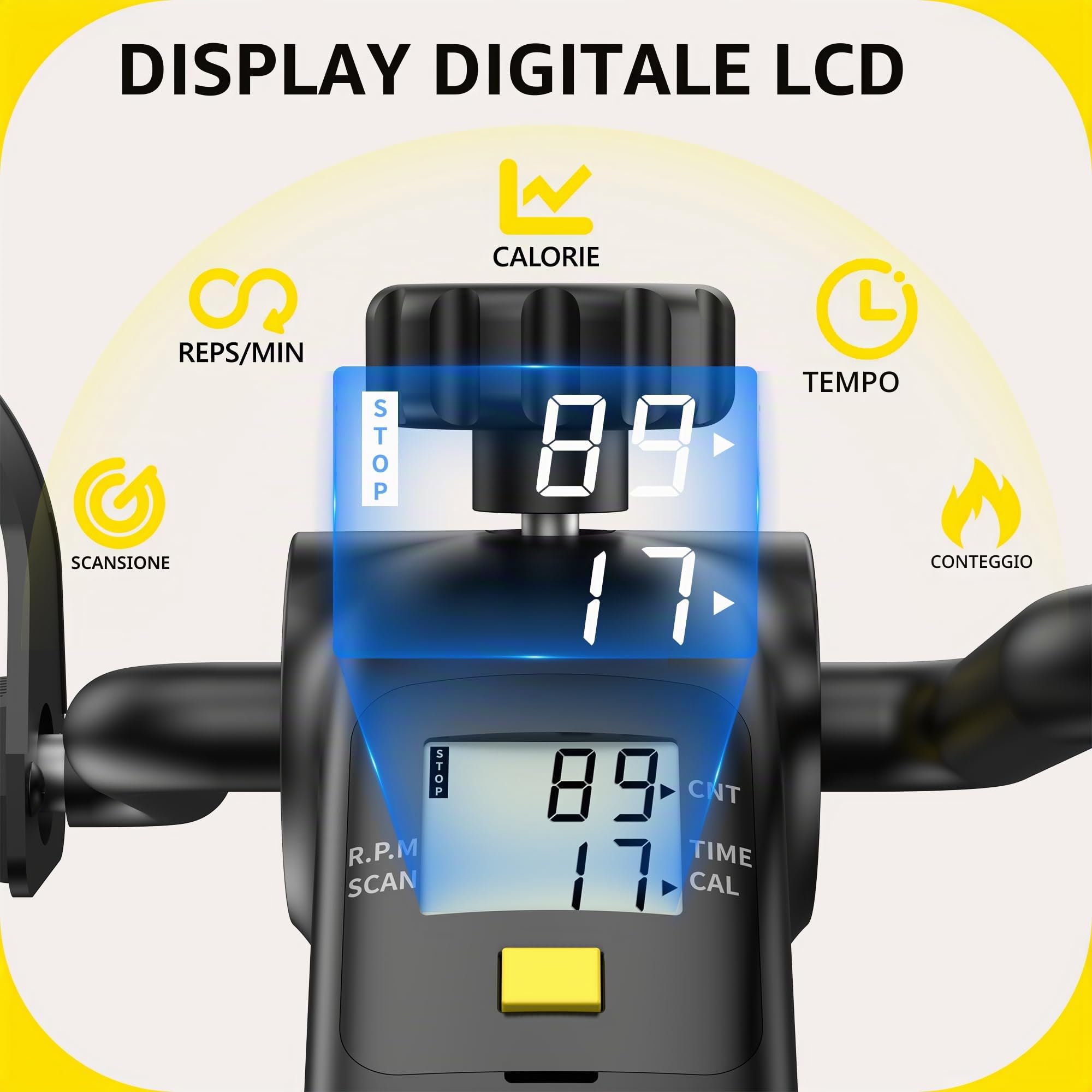 MOMODA Mini Cyclette Portatile per Esercizi sotto la scrivania con Display LCD per Braccia e Gambe