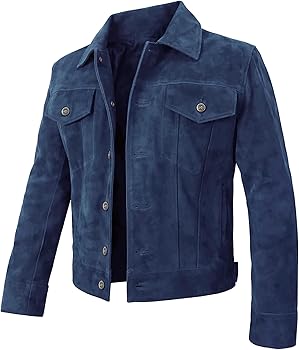 III-Fashions Blue Suede Trucker Jacket Mens - Cowboy Mens Western