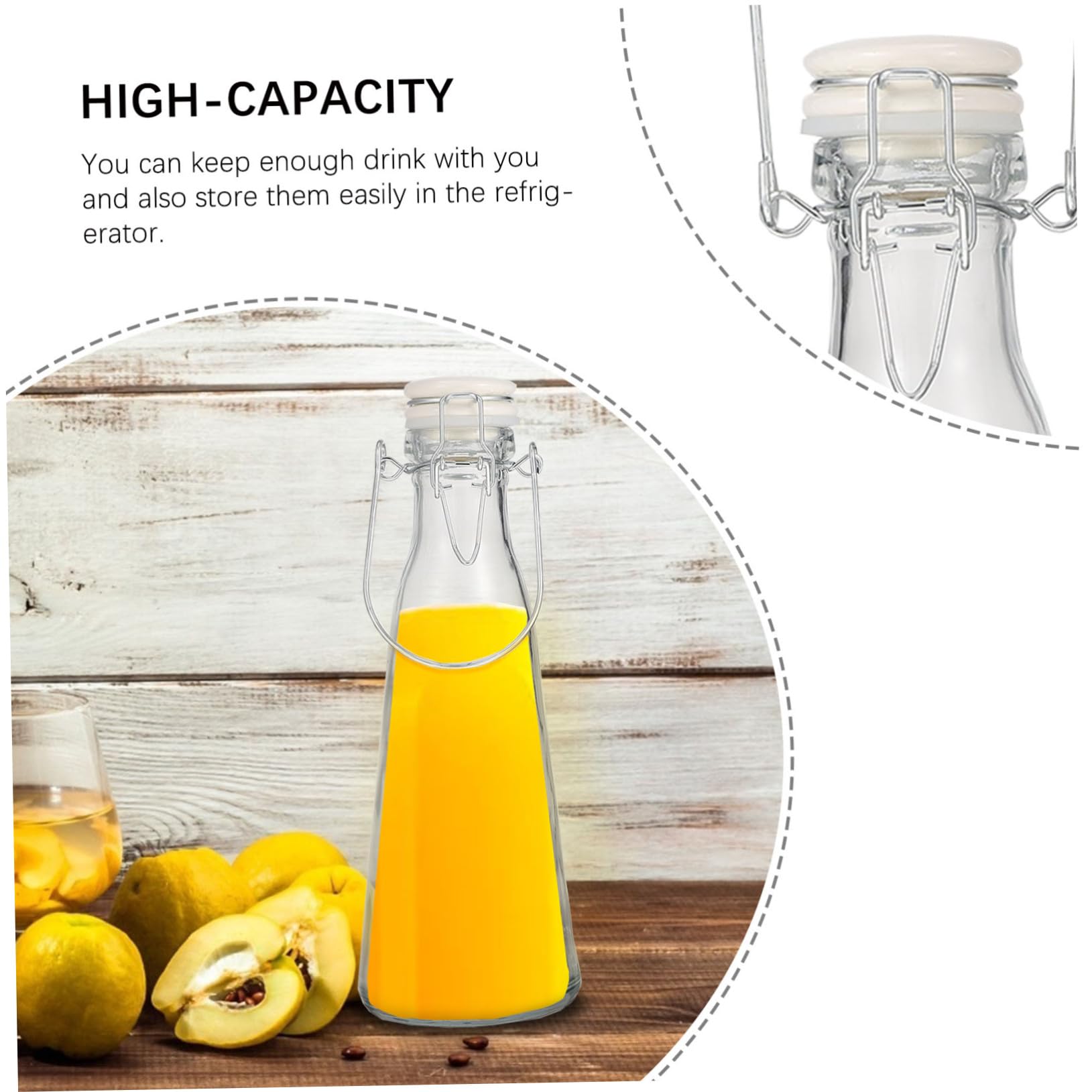 Bottiglia Vetro 500ml con Tappo a Scatto per Bevande Olio e Aceto 2 Pezzi Resistente Riutilizzabile