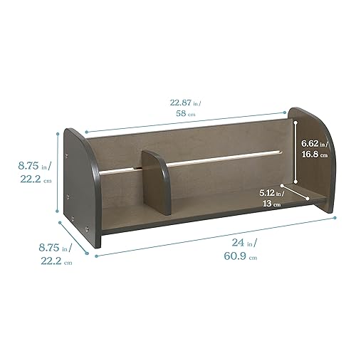 Miniatura 3 de ECR4Kids Exhibición de libros de mesa, ajustable, almacenamiento de biblioteca, lavado gris