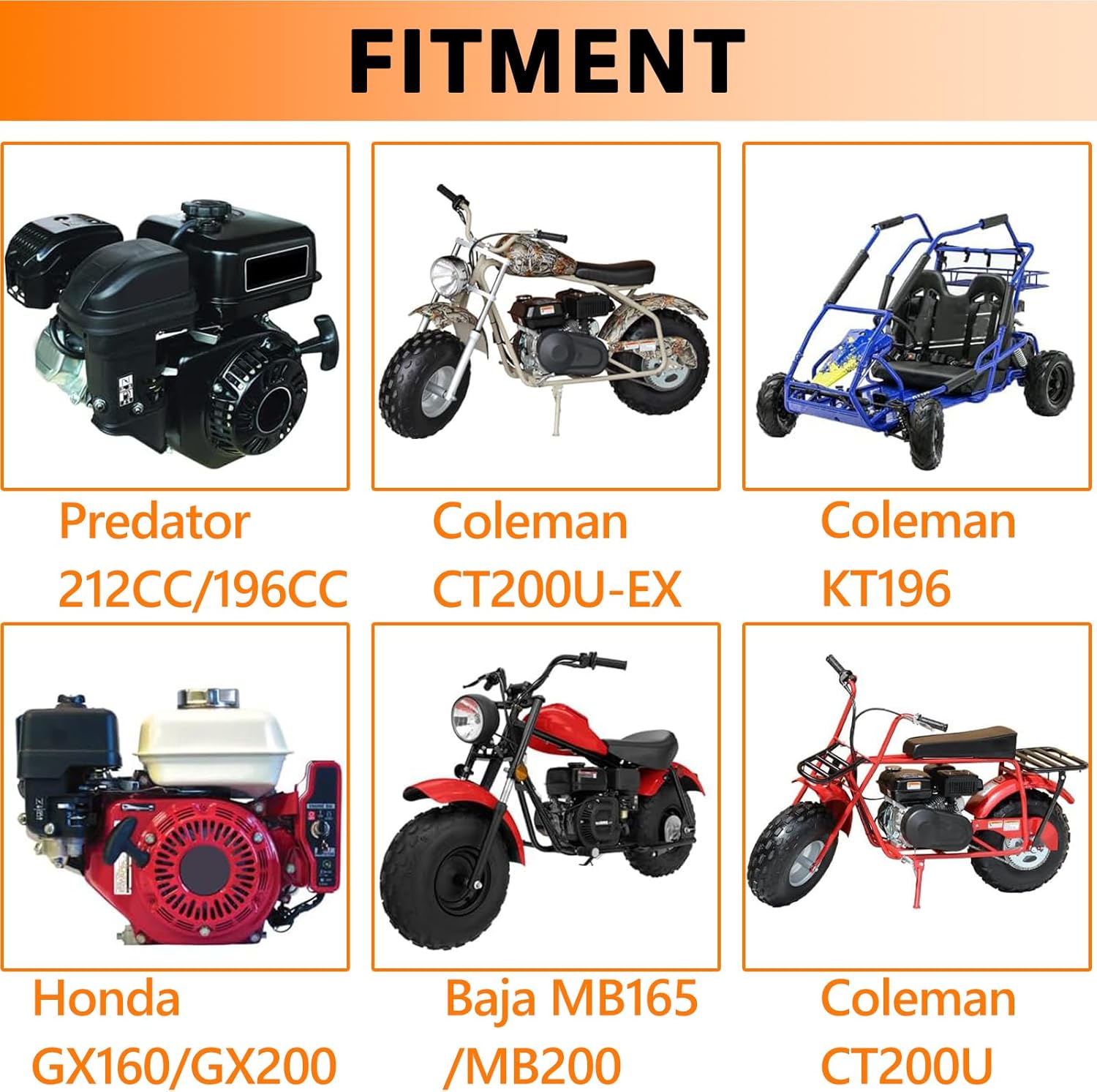 212cc Gas Tank for Predator 212cc 196cc 6.5HP 7HP for Coleman CT200U CT200U-EX BT200X KT196 for TrailMaster MB200 Mini Bike Go Kart Engine Parts