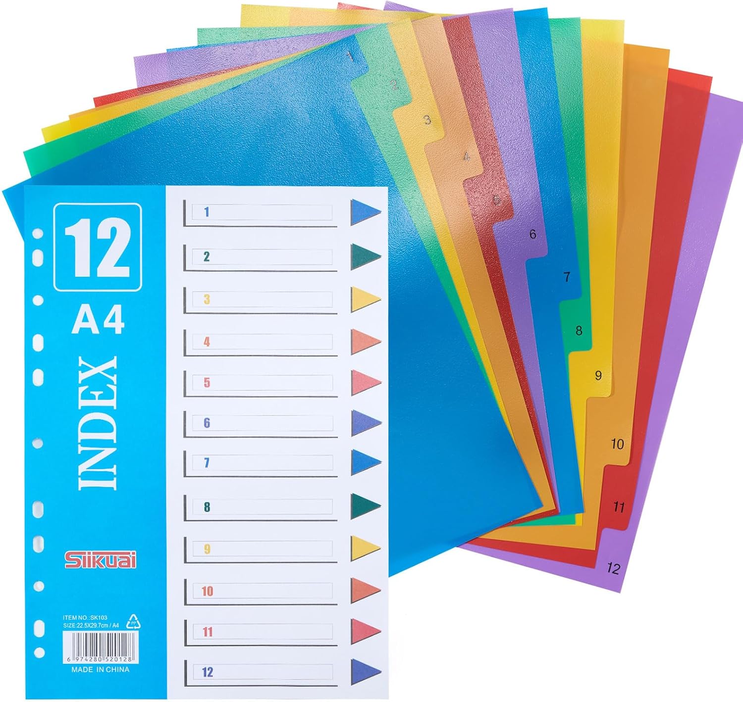 Lifeant, A4 File Dividers 12 Part, Card Folder Dividers Multi Hole