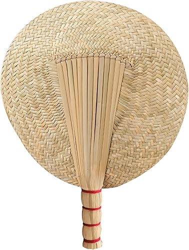 Ventilador de mano de tejido a mano de estilo chino rústico de 11 pulgadas, ventilador portátil de verano, para decoración de fiesta en el hogar