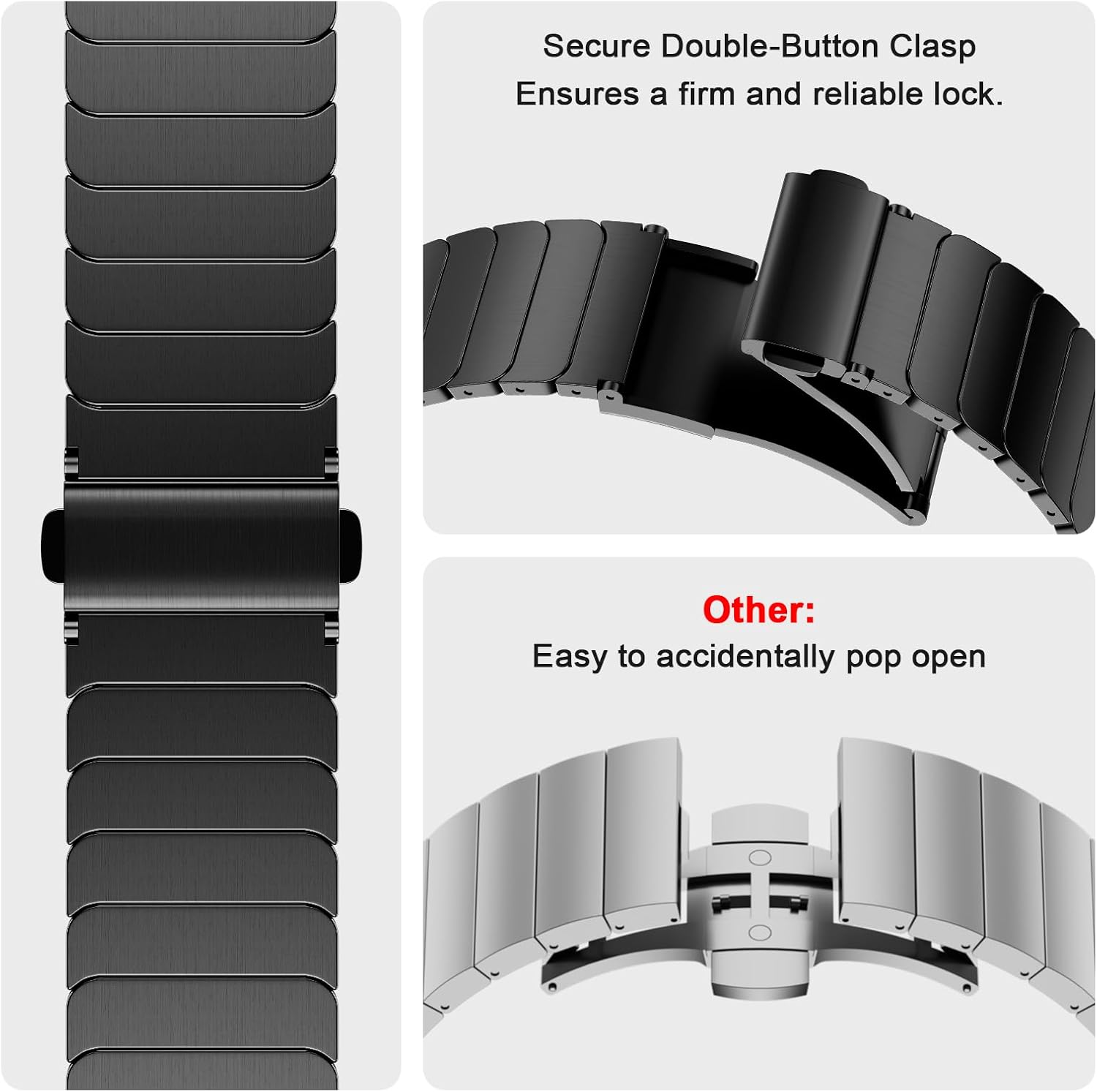 iiteeology Compatible with Apple Watch Bands 46mm/49mm/45mm/44mm/42mm/41mm/40mm, Luxury Stainless Steel Link Bracelet for Apple Watch Ultra 3/Ultra2/Series 1-11, 1 Bead - Image 3