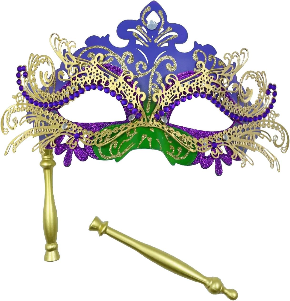 Mardi Gras Masquerade Mask for Women Venetian Helding Stick Masks for Halloween Carnival Costume Party