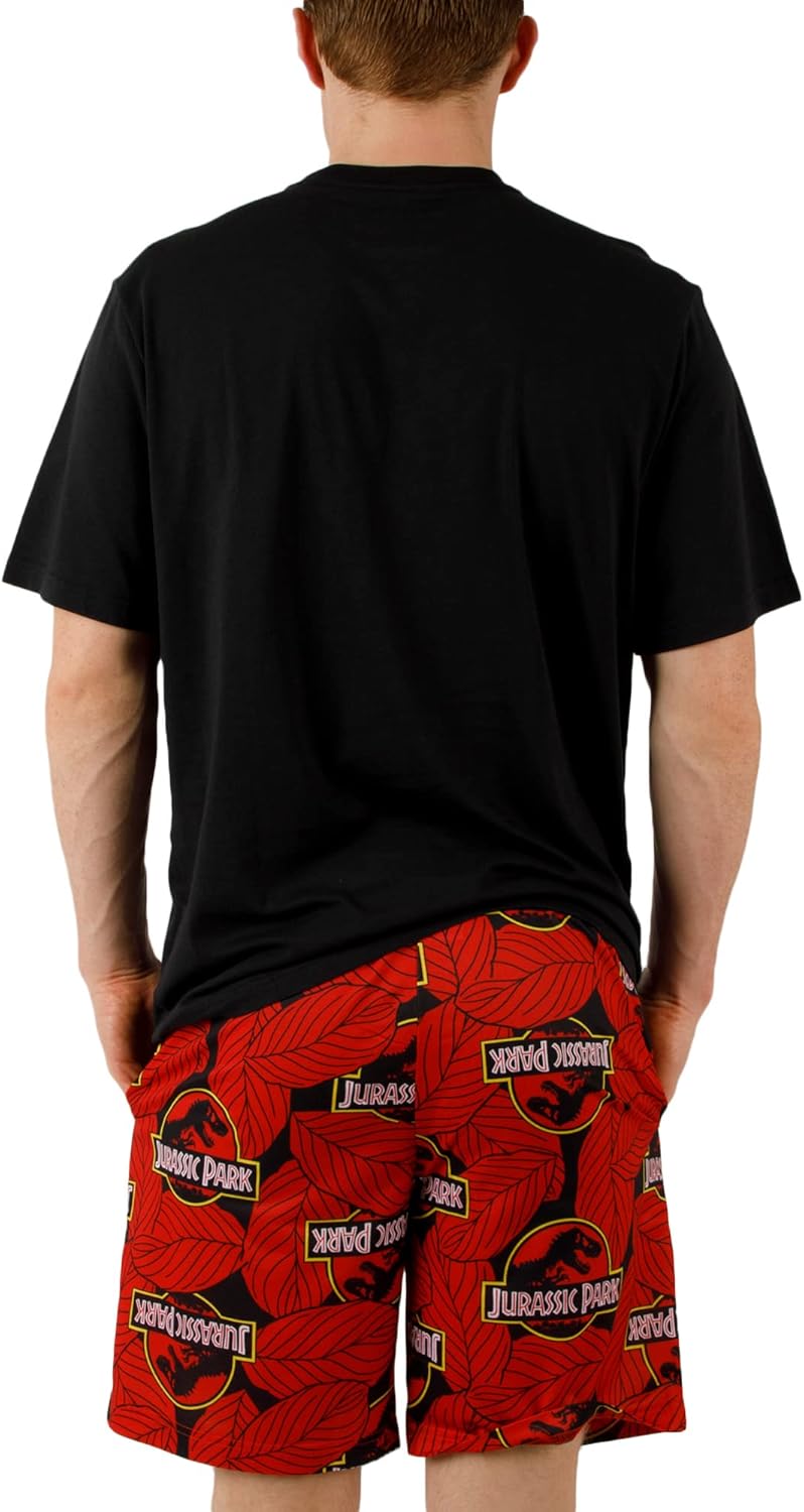 Bioworld Jurassic Park Logo Men's Crew Neck Short Sleeve Tee & Lounge Shorts Combo Set - Image 3