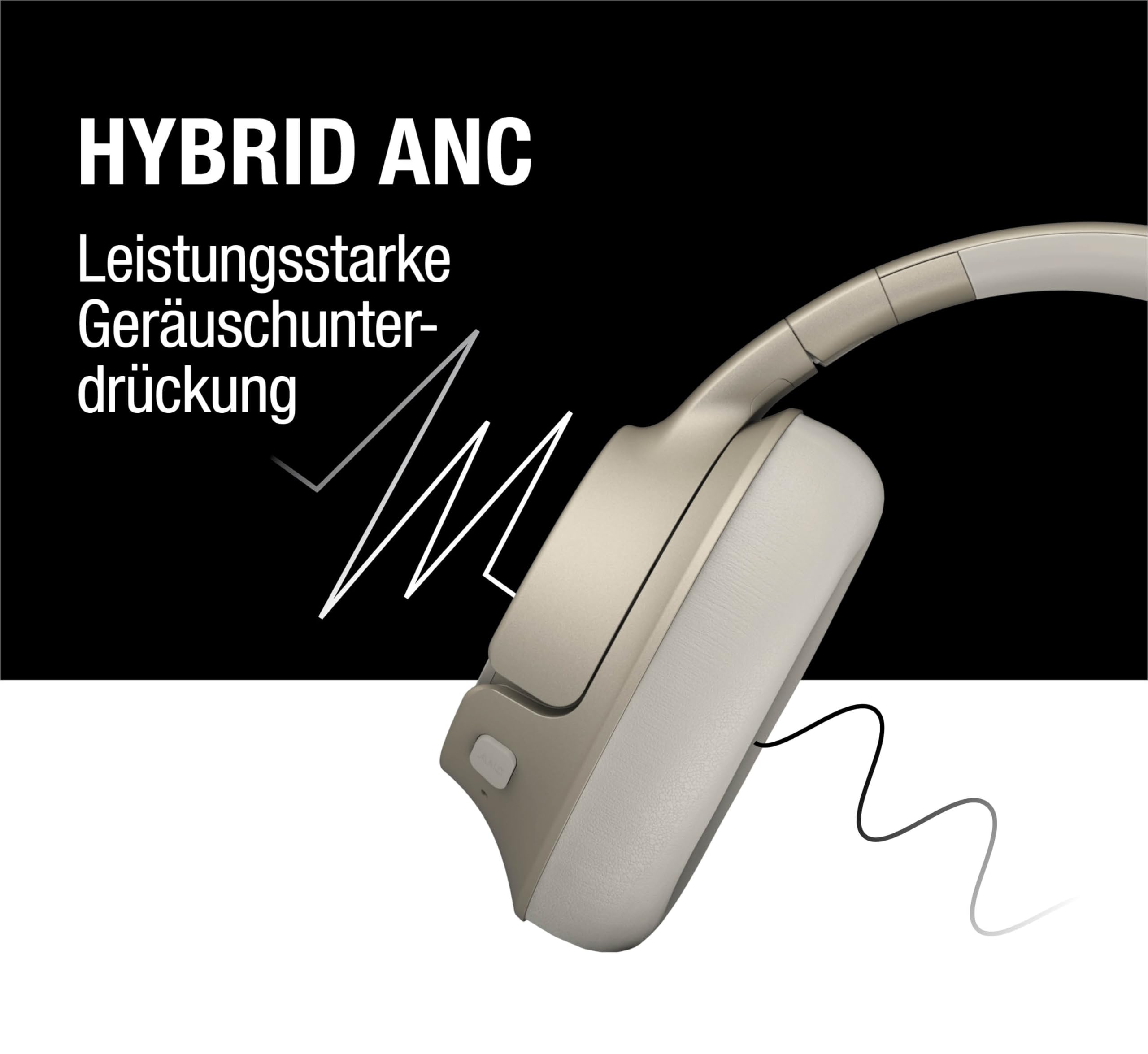 Fresh 'n Rebel Clam Fuse Bluetooth kopfhörer Over Ear mit Hybrid Active Noise Cancelling, mit ENC-Mikrofon (perfekte Anrufe), Kabellose kopfhörer mit Ambient Mode, 45h Spielzeit (Beige)