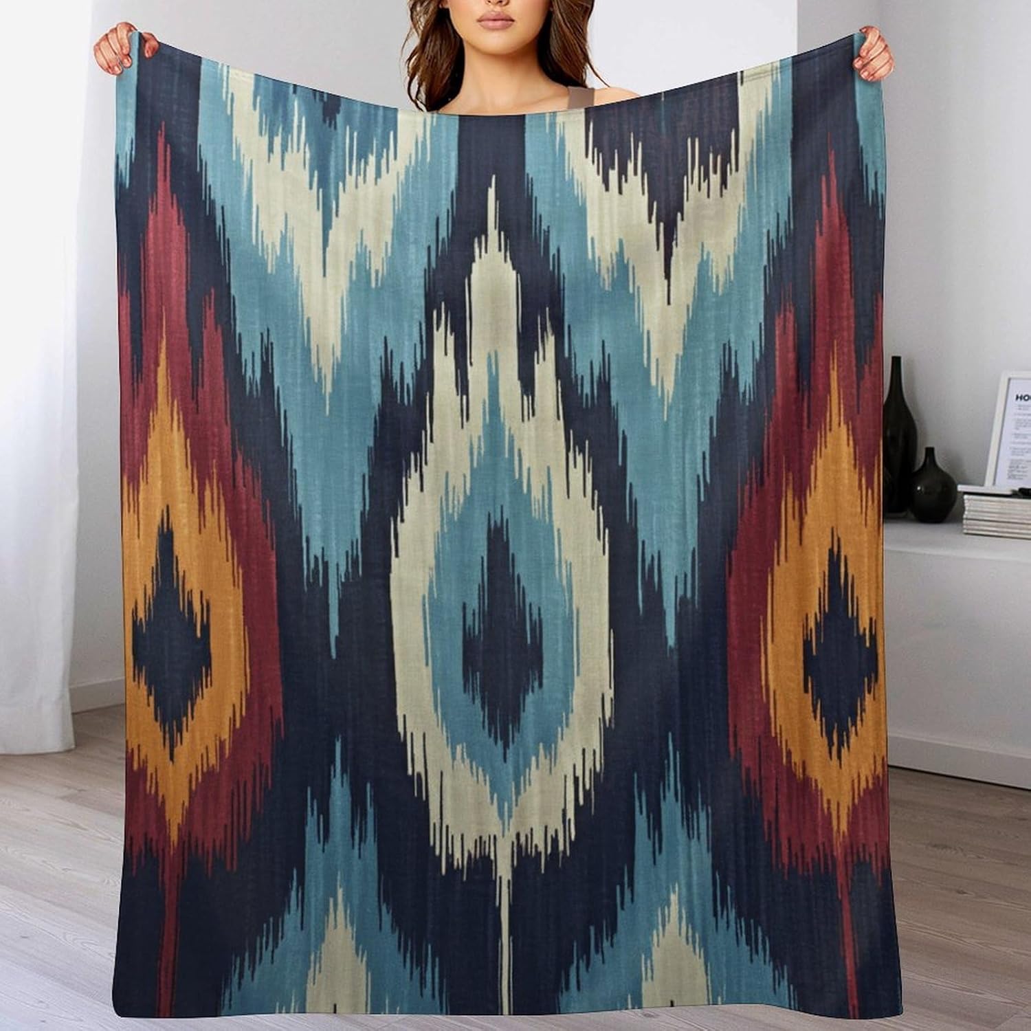 ArogGeld Pink Blue Chinoiserie Pagoda Winter Flannel Blanket Antique Asian Pagoda Blue Warm Throw Blanket for Camping and Travel for Winter 60x80in Christmas Housewarming Gift to Mom Dad