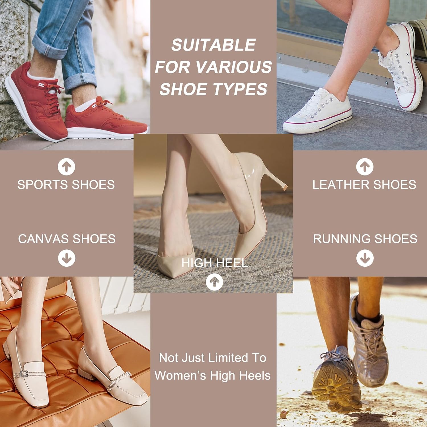 Heel Pads for Shoes, 2 Pairs Self-Adhesive Heel Grips & Protectors - Non-Slip Cushion Inserts to Prevent Blisters, Snug Fit for Big Shoes, Improve Comfort for Men & Women (Beige,Large) - Image 5