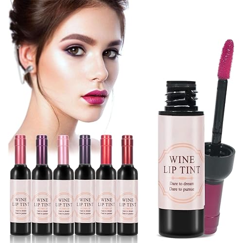 Miniatura 1 de Tinte labial de vino de 6 colores, juego de brillo de labios impermeable de larga duración, juego de lápiz labial líquido mate para niñas y mujeres