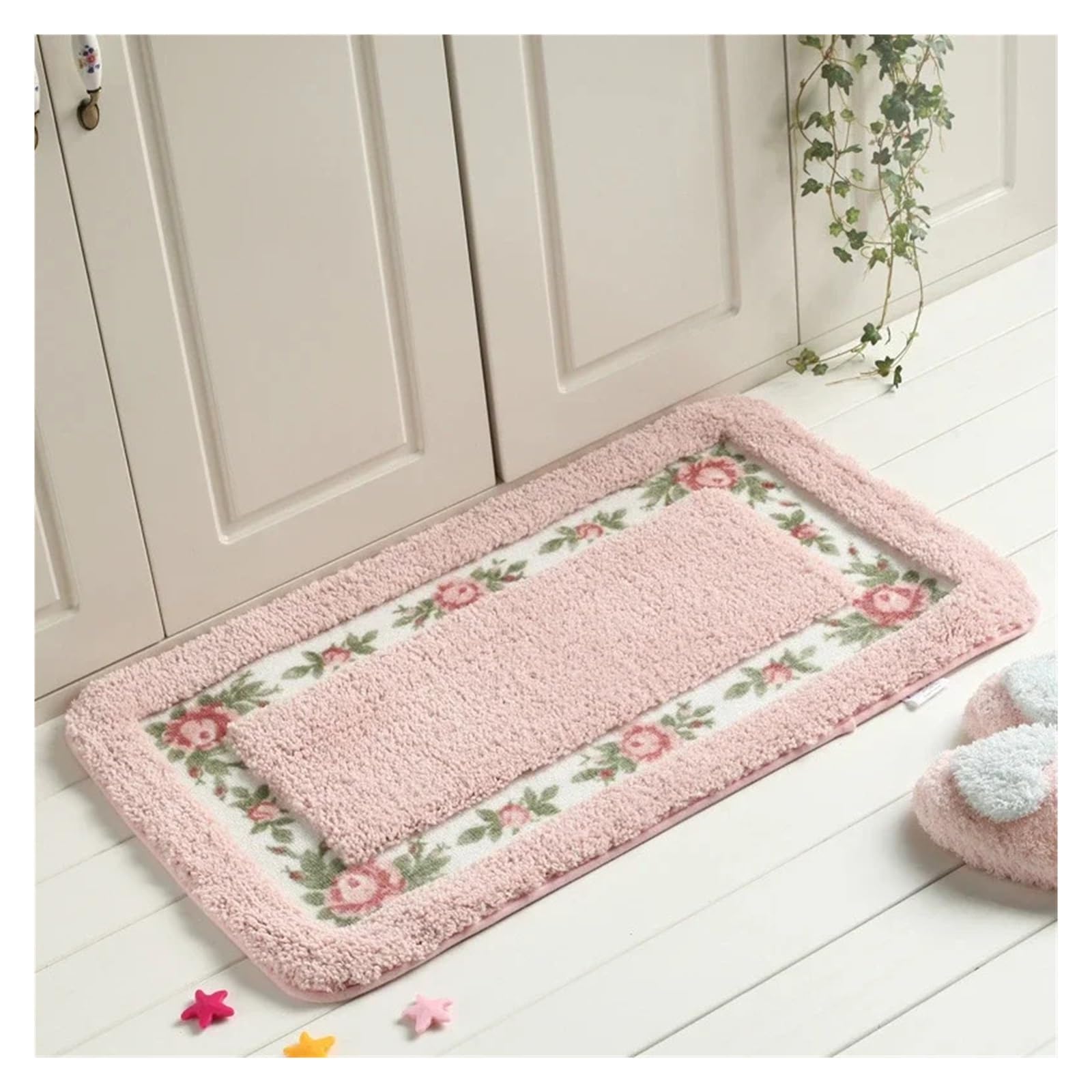 Lot de 3 tapis de bain de style pastoral pour salle de bain, cuisine, cuisine, salle de bain, toilettes, tapis de sol (3 pièces, 40 x 60 cm)