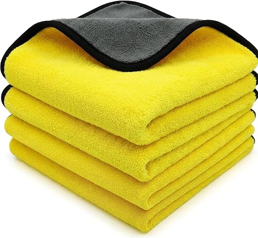 Winfinity 500 GSM Microfiber Cloth Towel (40x60 cm) - Extra Thick Yellow &amp; Grey Professional Detailing Towels for Car, Aut...