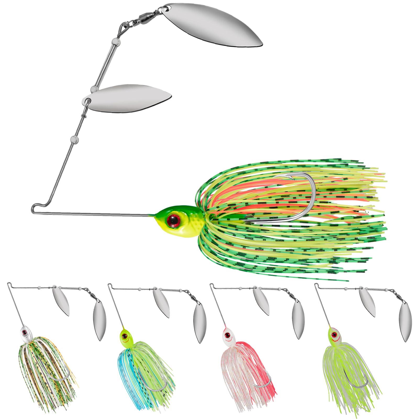 Fish Corner Spinner Bait, 5pcs 1/2oz Blade Spinnerbait, Bass Fishing Lure
