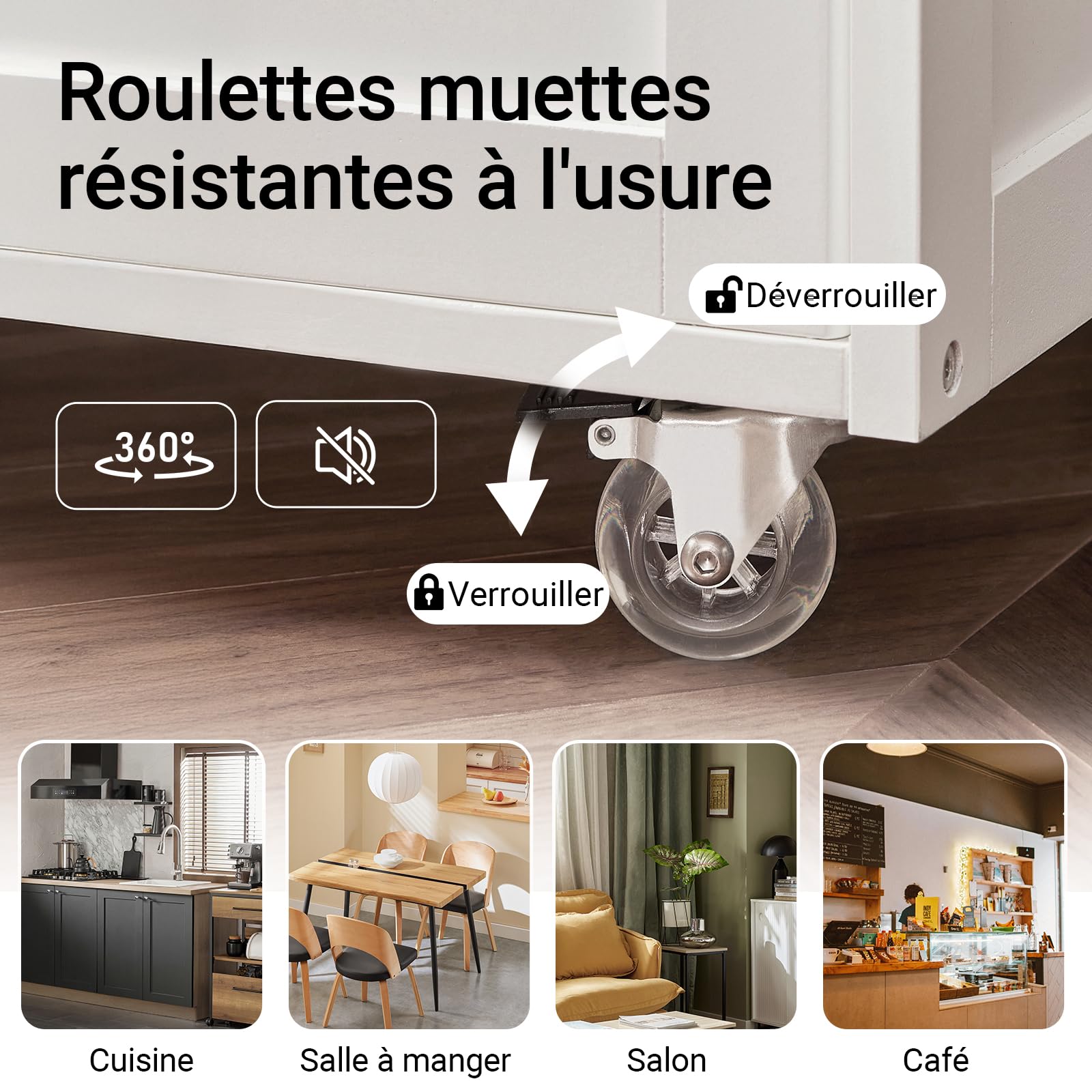 SoBuy Meuble Cuisine à roulettes freinées & Plan, 67x86x38cm, pour Cuisine | Desserte Cuisine avec tiroir, casier à vin 3 niveaux & porte-serviettes, charge 60 kg, MDF/PB, coin repas/extérieur, FKW45-WN