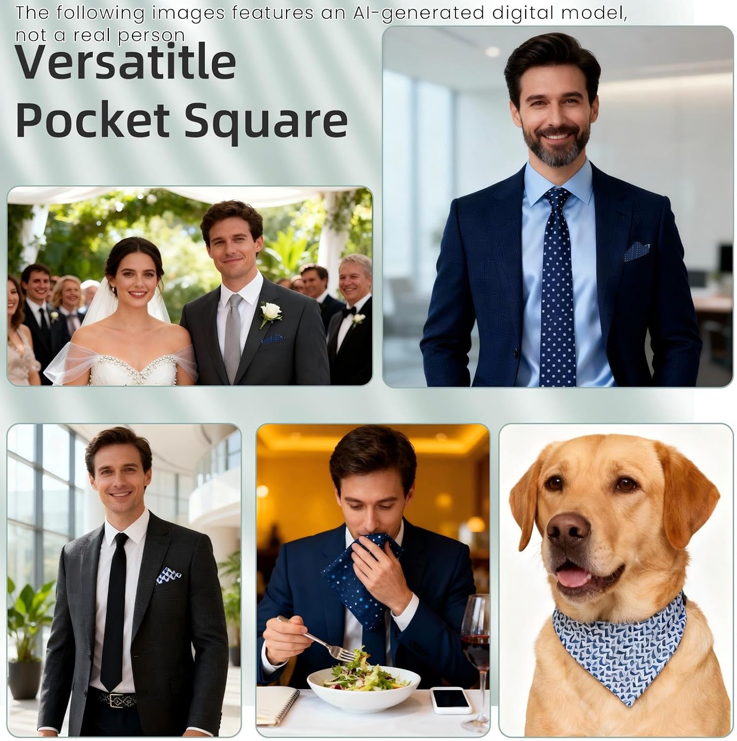 Business Handkerchiefs for Men,100% Pure Cotton Handkerchiefs,Assorted Color,5 Pieces