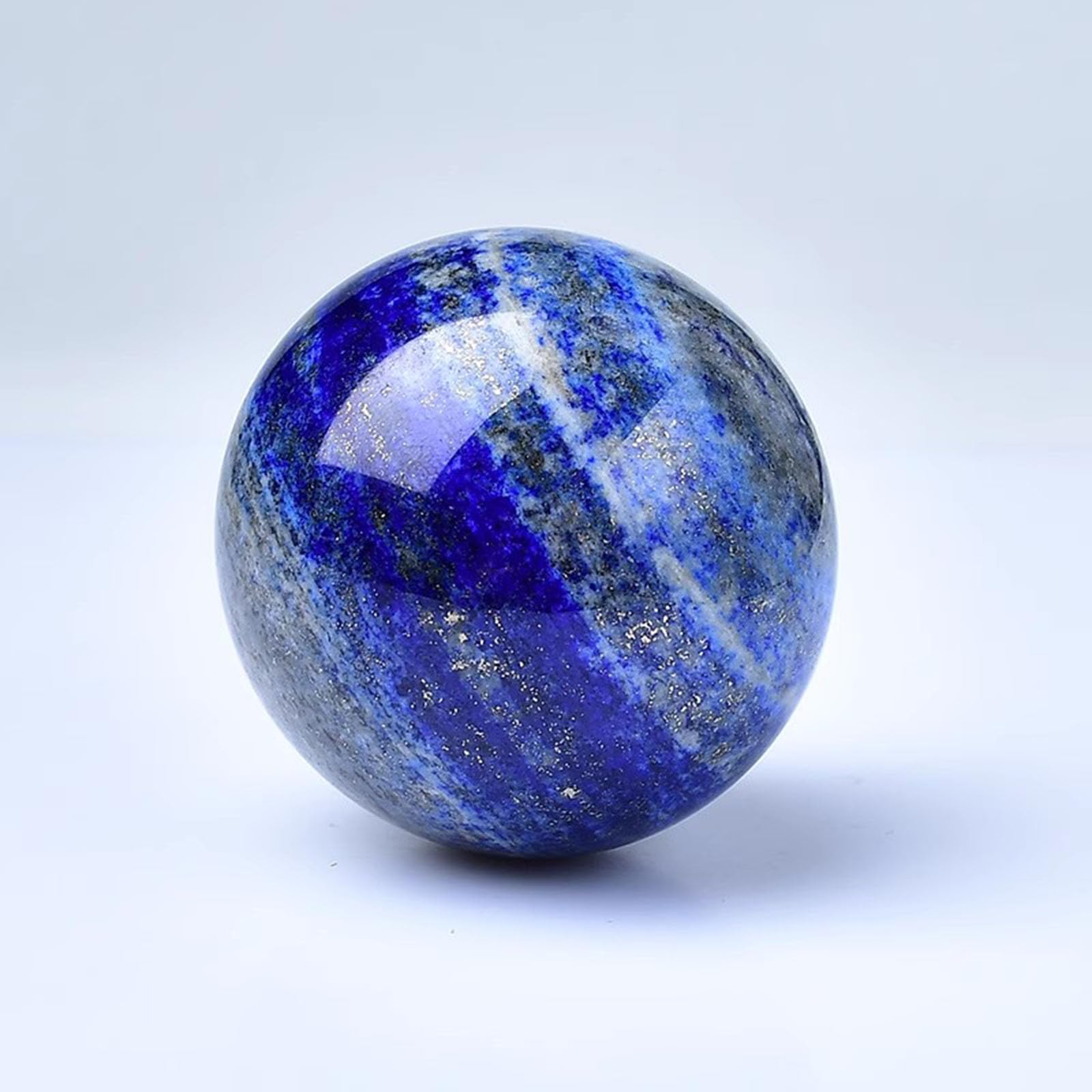 Bolas de cristal de cuarzo de lapislázuli con soporte de madera, esferas decorativas de piedras preciosas para curación y adivinación de energía Reiki