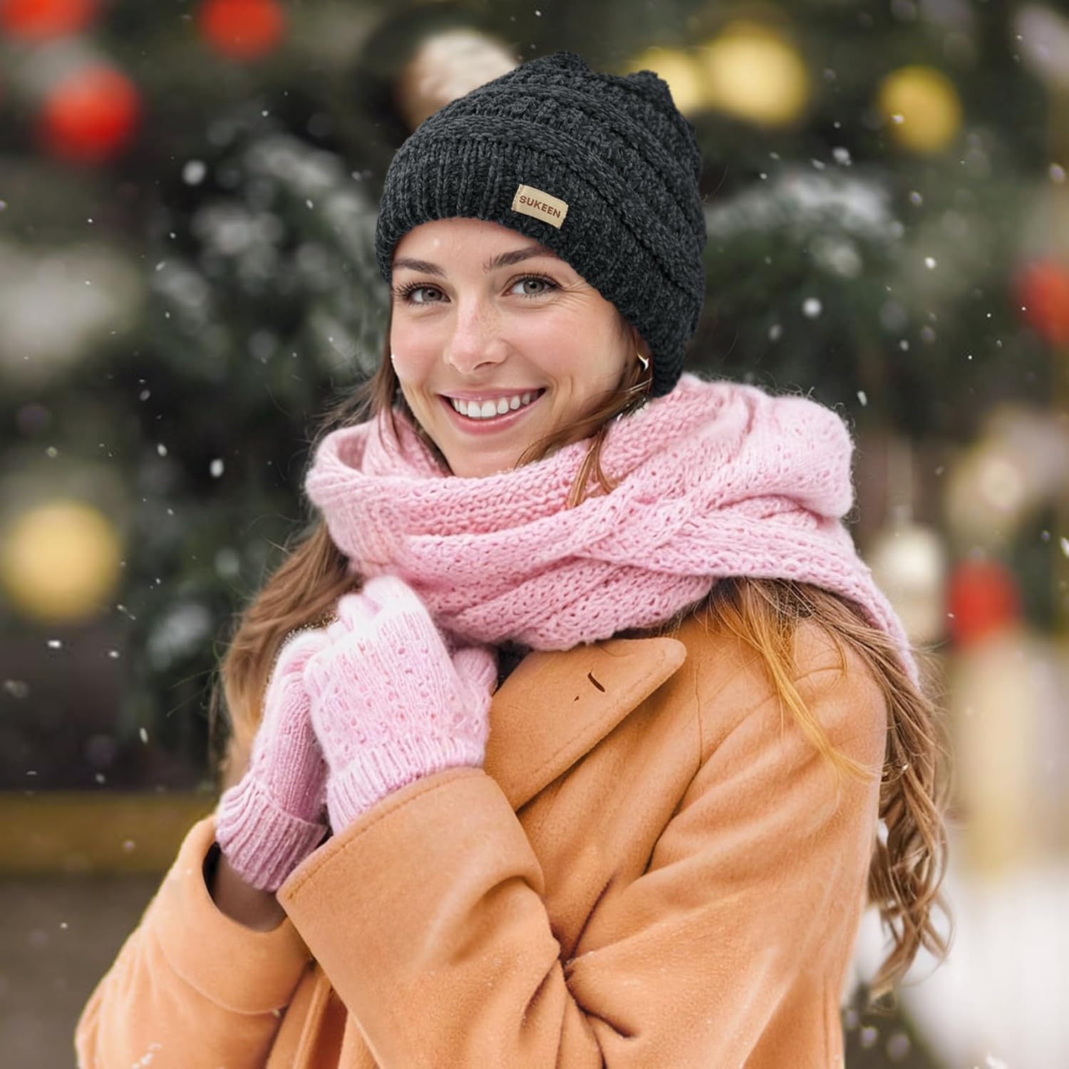 Sukeen Knit Beanie Hat for Women Thick Fleece Lined Winter Hat Warm Skull Cap Fashionable Knit Cap for Outdoor - Image 6