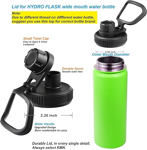 Miniatura 3 de Tapa para botellas de agua deportivas de boca ancha Hydro Flask, tapa de boquilla para Hydroflask de 18 onzas, 32 onzas, 40 onzas, tapa de repuesto