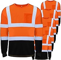 Vista 1 de Zhanmai 6 Pack Long Sleeve Safety Shirt High Visibility Reflective Class 3 Hi Vis Construction Safety Shirt with Pocket