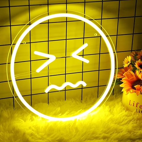 Miniatura 10 de Letrero de neón con cara sonriente para decoración de pared, alimentado por USB, luz de neón con interruptor regulable para habitación de niños,