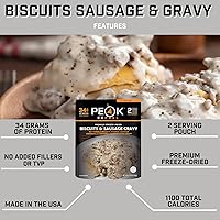 Vista 3 de Peak Refuel Galletas y Salsa de Salchicha Comida liofilizada para mochileros, camping y preparación de emergencia Sobres de 2 porciones