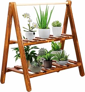 Pine Wood Plant Stand Outdoor Shelving Modern Tiered Tall Plant Shelf Small Spac - Compare price