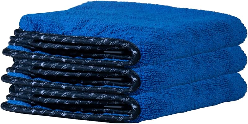 Professional Microfiber Towels, 16 x 16 in, Blue, 3 Pack | Ultra-soft, scratch-free towels to buff wax, dry panels and clean glass and interiors, machine washable