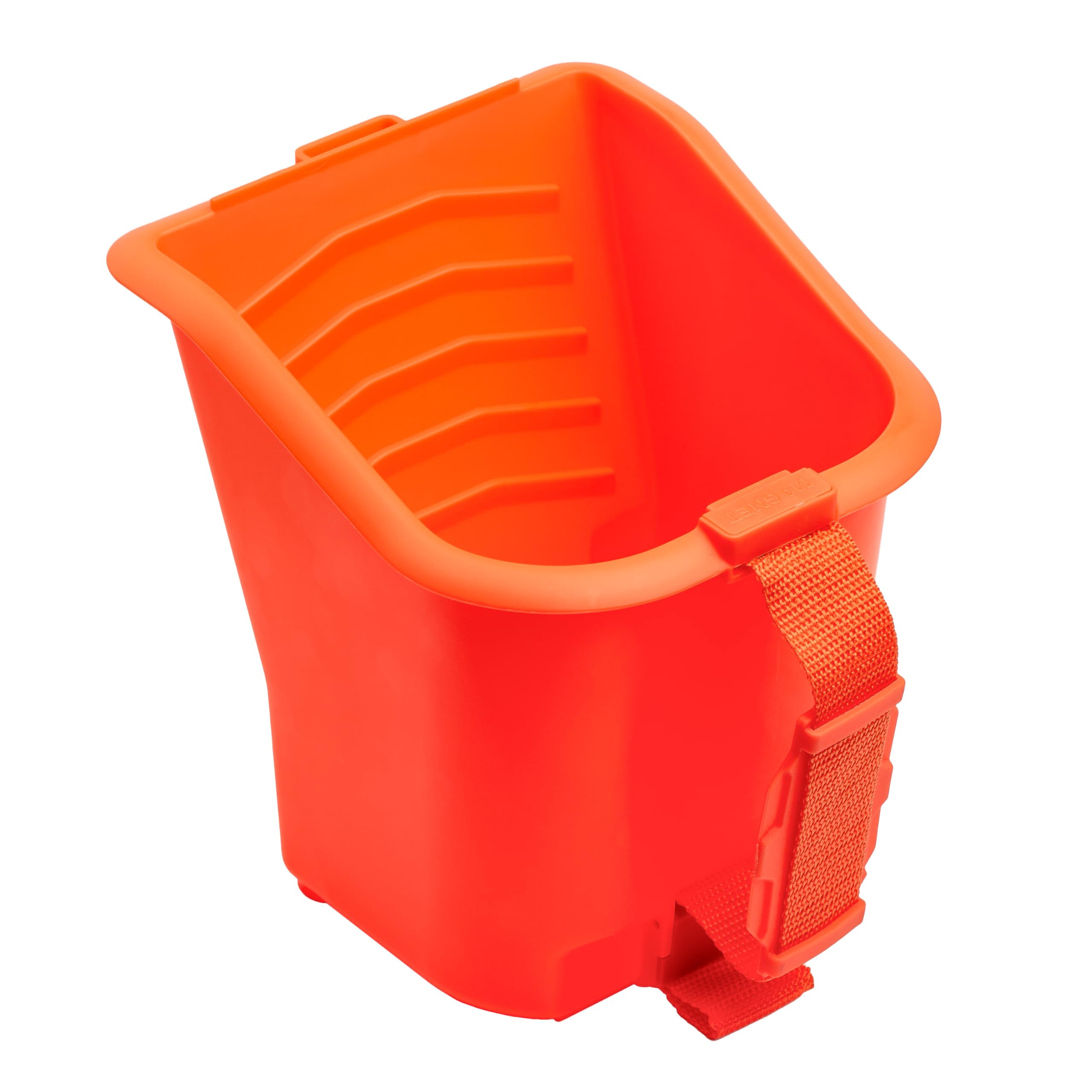 MIVOS Seau À Peinture avec 5 Inserts - 1l Pot À Peinture - Poignée Réglable - Seau en Plastique - Seau De Chantier avec Rainures Spéciales - Orange - Plastique Robust - Made in EU