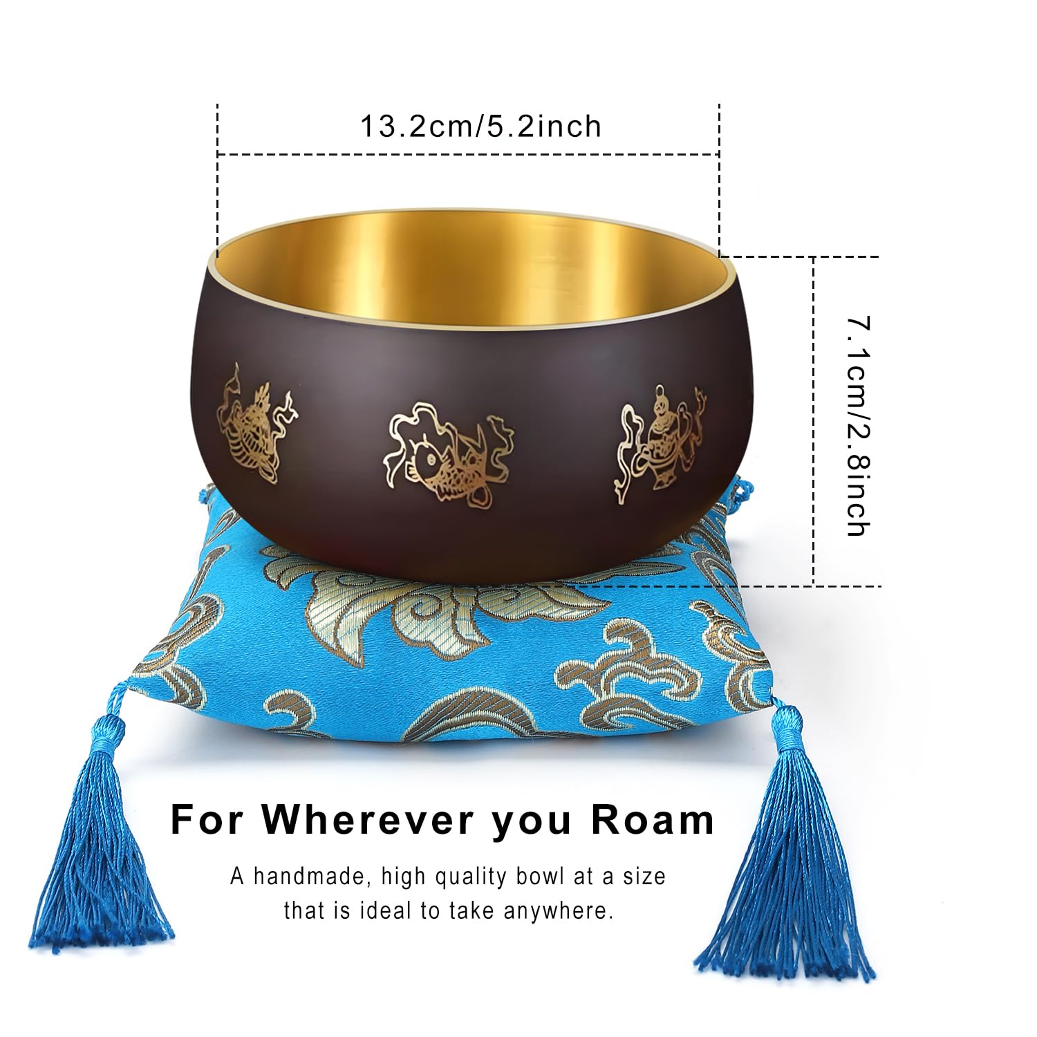 ViLoSa Tibetan Singing Bowl Set — Meditation Sound Bowl Handcrafted in Nepal with Striker & 2PC Cushion -ENHANCES YOGA, MEDITATION, PRAYER Mindfulness, and Stress Relief Unique Spiritual Gifts (5.2