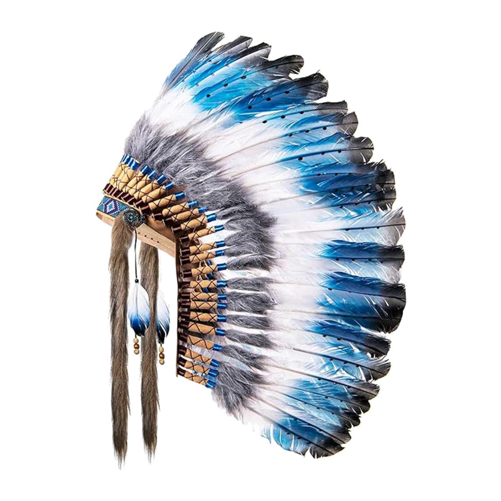 Colcolo Indian Chief Feather Headdress Hair Accessory for Burlesque Fancy Dress Carnival