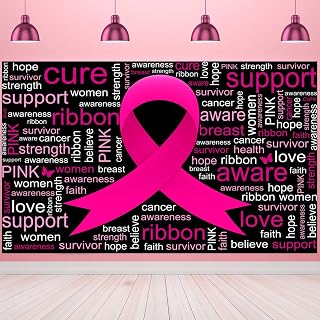 7x5ft Breast Cancer Awareness Backdrop for Photography October Pink Ribbon Background for Activities Hope Party Decor Banner Photoshoot Studio Props
