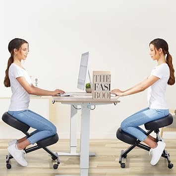 Ergonomic Kneeling Chair, Height Adjustable Office Chair with an Angled Seat and Casters for Home, Meditation Chair