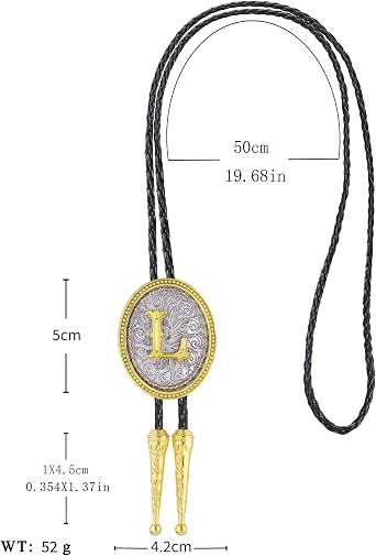 GelConnie Bolo Tie for Men Gold Initial Letter A to Z Western Ties for Men