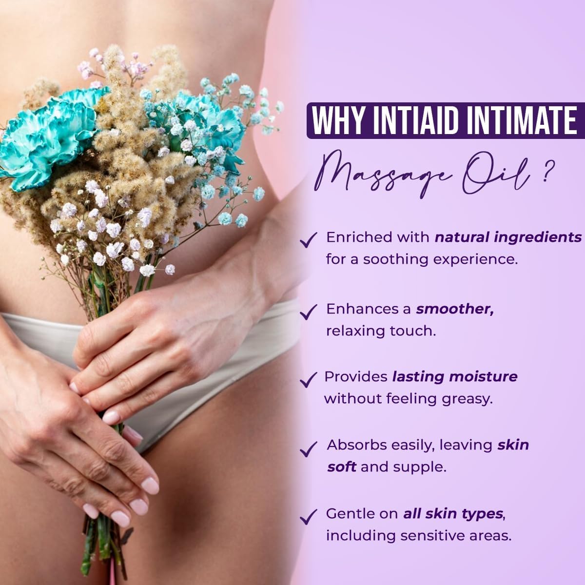 Couple Massage Oil for Date Night & Massage Therapy | Sensual Massage Oil with Lavender & Chamomile | Natural Almond Oil, Jojoba OIl & Vitamin E | 7 Fl Oz