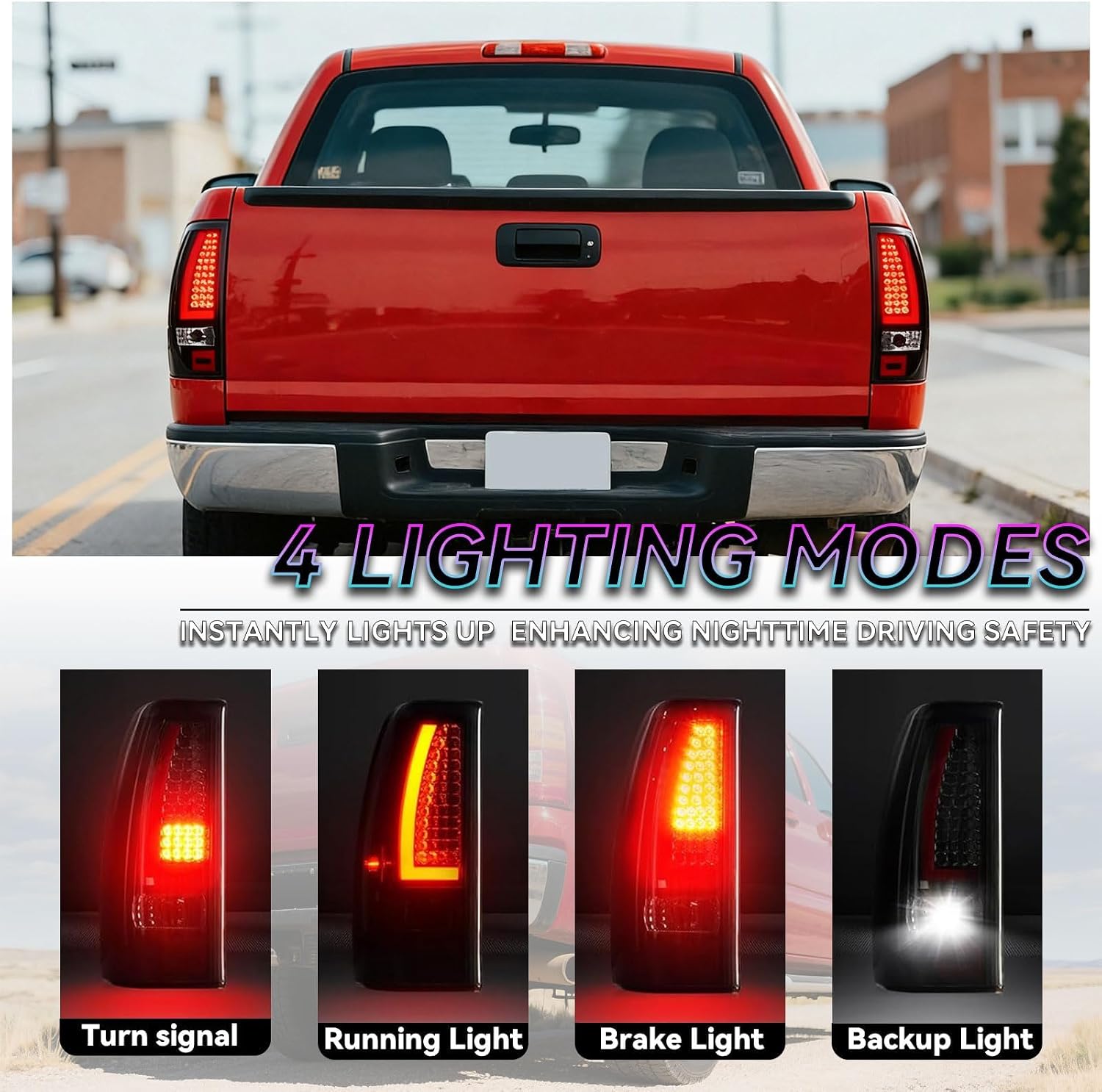 all-in-one LED Tail Light for Chevy Silverado 1500 2500(1999-2002),1500HD 2500HD(2001-2002), GMC Sierra 1500 2500(1999-2003), 1500HD 2500HD(2001-2003),Upgraded Version Rear Taillight Assembly.