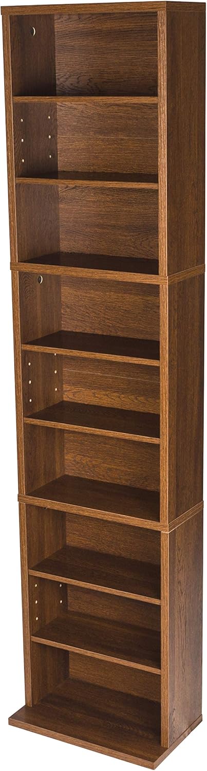 Atlantic Herrin Adjustable Media Cabinet - Holds 261CD, 114DV, 132 Games PN74736249 in Textured Chestnut : Home & Kitchen