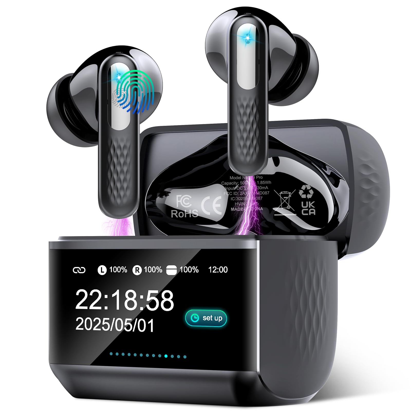 Photo 1 of ZYHKON AI Translation Earbuds Real Time, 164 Languages Translator Earbuds with 7 Translation Modes, 3-in-1 Simultaneous Interpretation Headphones with Touch Screen & APP, 48H Translatior Earbuds Black