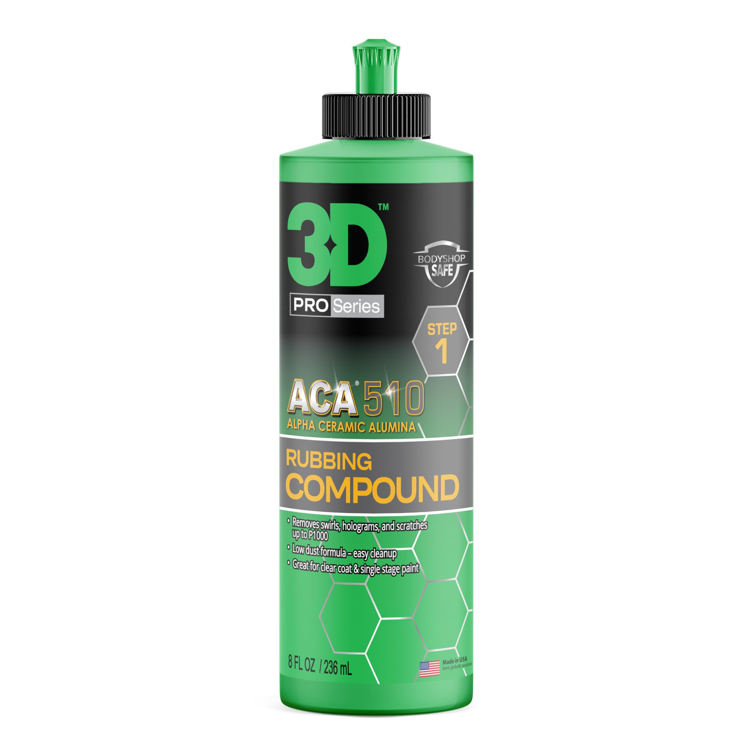ACA 510 Rubbing Compound – Fast-Cutting Paint Correction Compound with Alpha Ceramic Alumina | Body Shop Safe, Low Dust, Silicone-Free, Made in USA - 8 oz