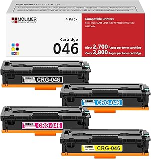 CRG046 MF733Cdw Black Cyan Magenta Yellow Toner Cartridge Set Replacement for Canon 046 Color imageCLASS LBP654Cdw MF735Cdw MF731Cdw MF733Cdw Printer 4-Pack (1Black/1Cyan/1Magenta/1Yellow)