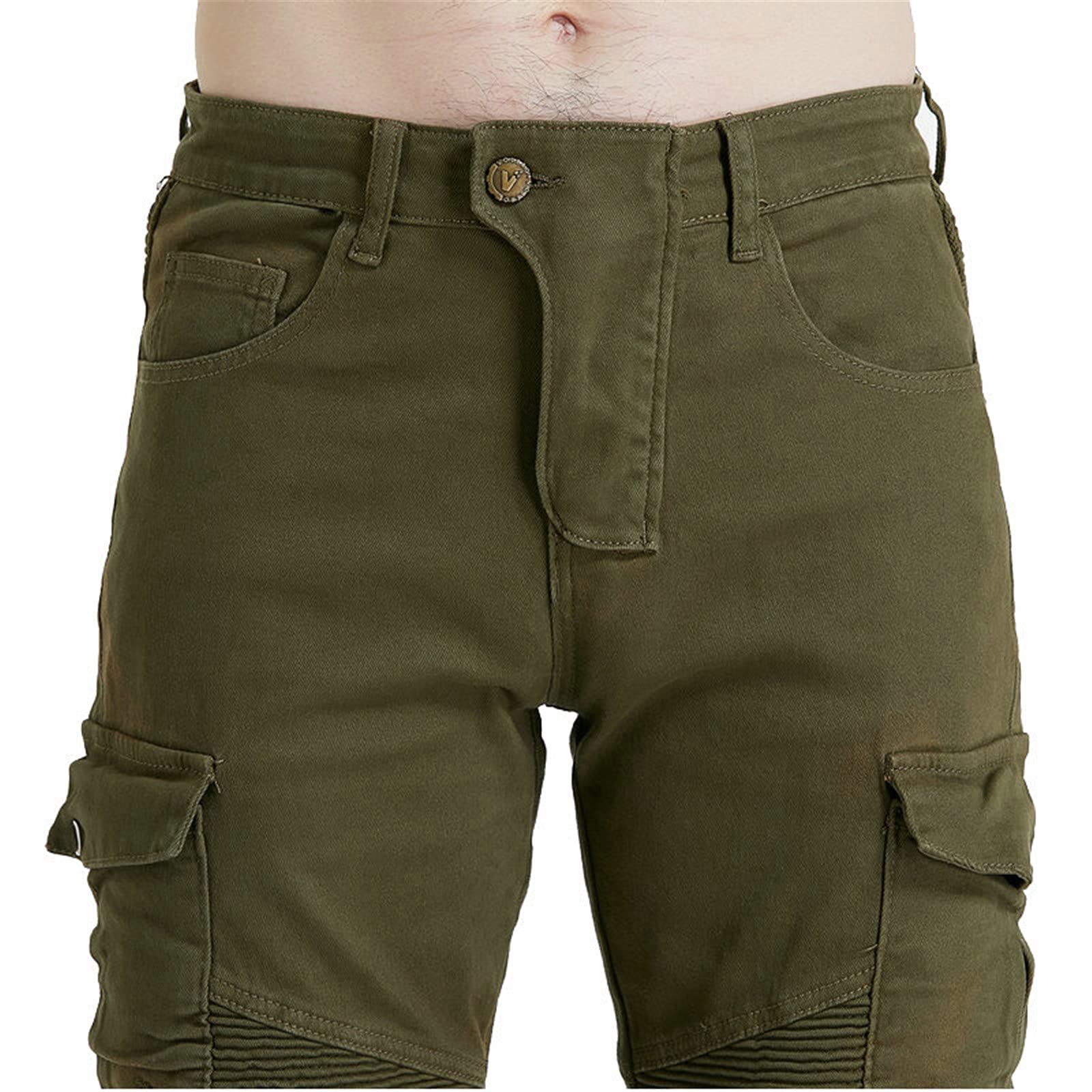 Pantaloni da Moto da Uomo,Moto Biker Jeans Pantaloni Protezione Armature Motorcycle Pants da Ciclismo,Impermeabili Cargo Pantaloni da Corsa (Verde,XS)