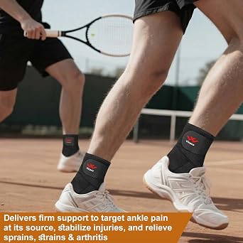 Vinaco Ankle Brace, 2 Pack Ankle Support for Sprained Ankle, Men & Women | Breathable Neoprene, 360 Compression Ankle Support with Adjustable Wrap, Strong Stabilize Ligaments For Sports & Recovery