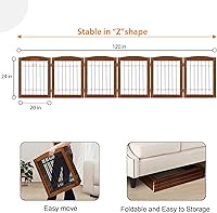 Vista 5 de LZRS Puerta independiente de madera extra ancha de 6 paneles: barrera de seguridad plegable de madera maciza y alambre de acero resistente a