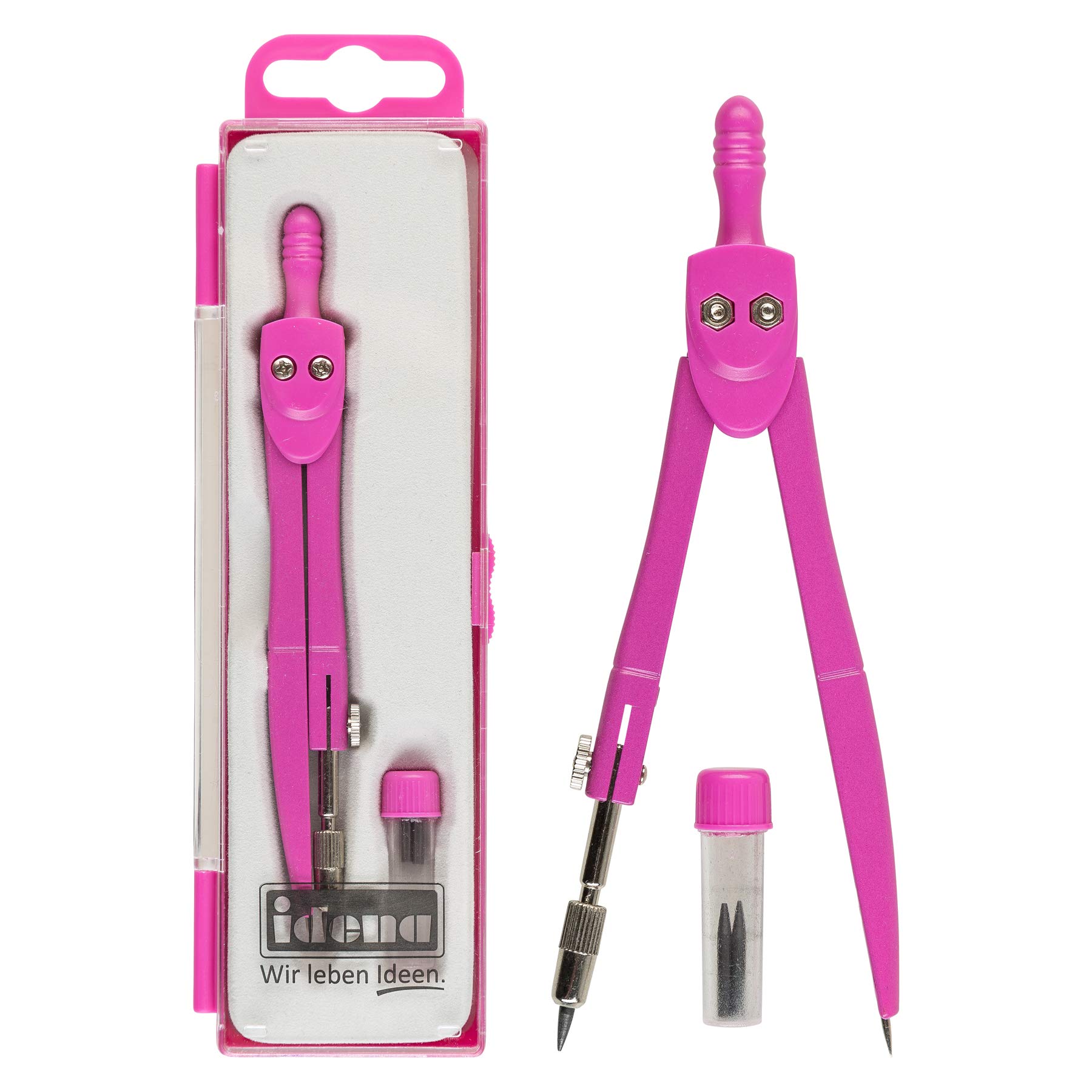 Idena Compas d'écolier avec mines de rechange, rose, 1 pièce