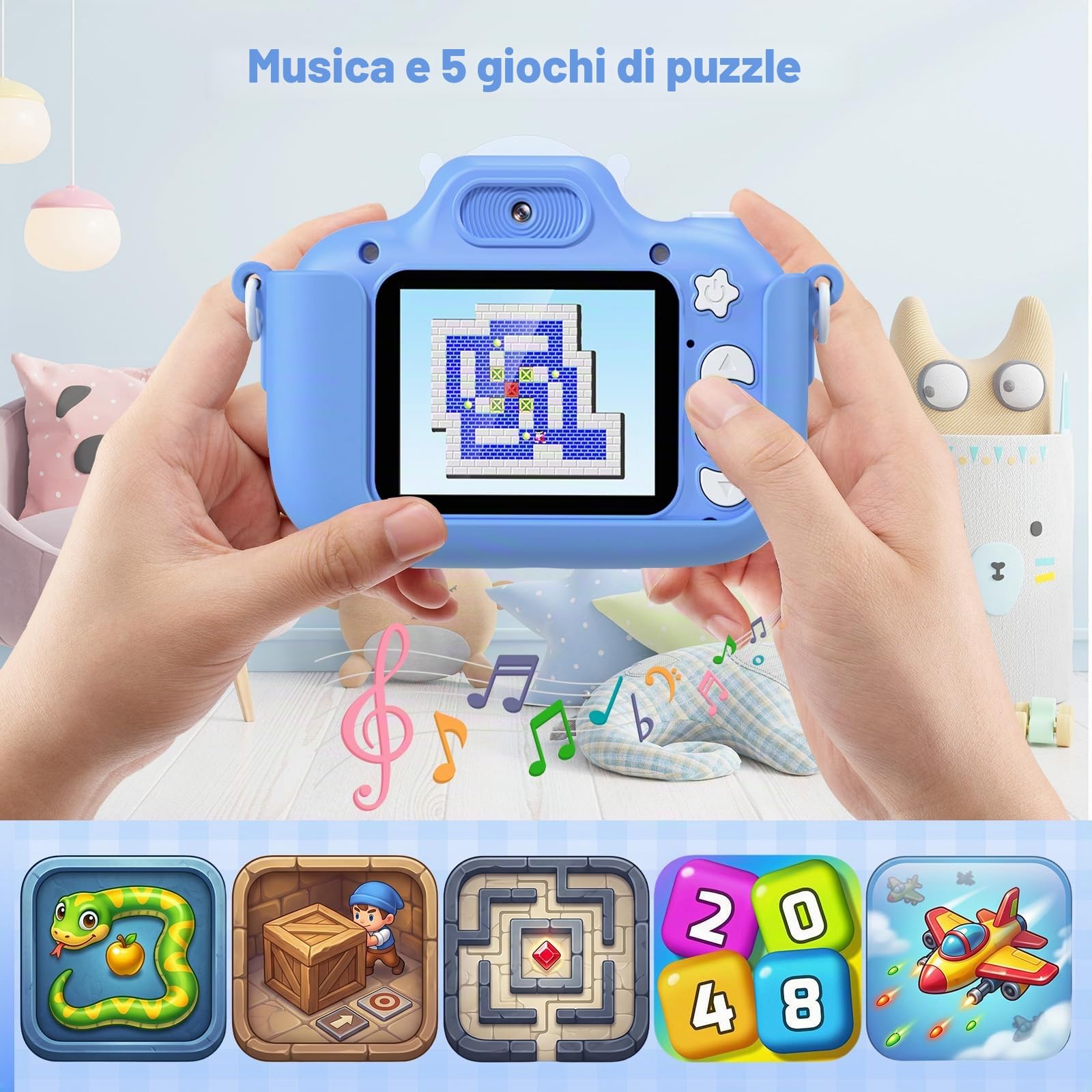 Gofunly Macchina Fotografica Bambini, 2.0 Pollici Mini Ricaricabile Fotocamera Digitale Bambini HD 1080P Selfie Videocamera con Scheda 32GB, Regalo Natale & Compleanno per Ragazze Ragazzi 3 a 12 Anni
