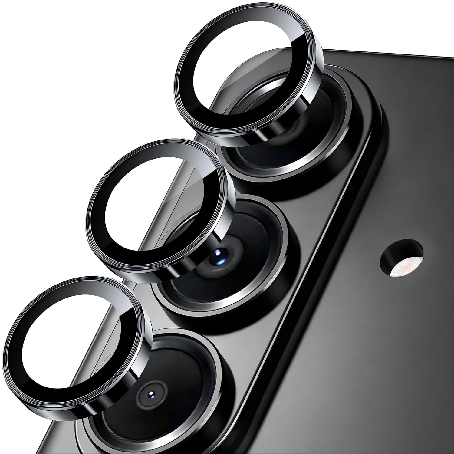 Dsfinest Camera Lens Protector Compatible with Samsung Galaxy Z Fold 8 Ultra, Metal Aluminum Circle Tempered Glass Camera Protector, Lens Protector-Black-image-22