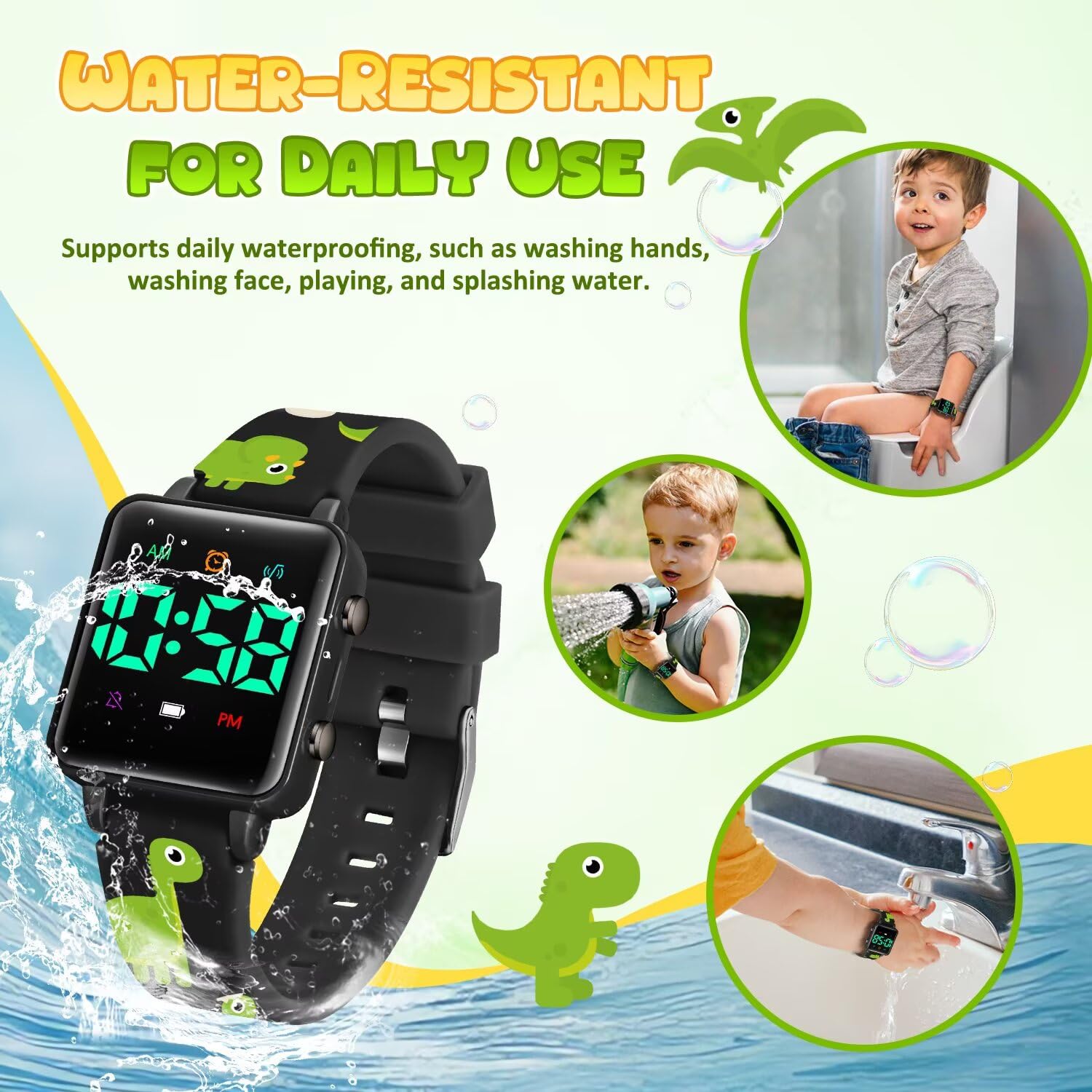 Potty Training Watch for Toddlers, Upgrade Magnetic Charging Potty Reminder with Music/Vibration/Colorful Lights Countdown, Cute Pattern Silicone Strap, Waterproof Kids Digital Watch, Gift for Kids