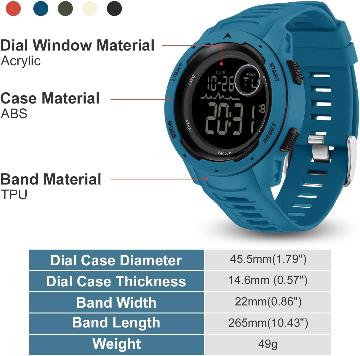 findtime Men's Digital Watch Waterproof Sports Watches Tactical Military Stopwatch Alarm 12/24H Outdoor Mens Wristwatch for Running Swimming Relojes para Hombres - Image 7