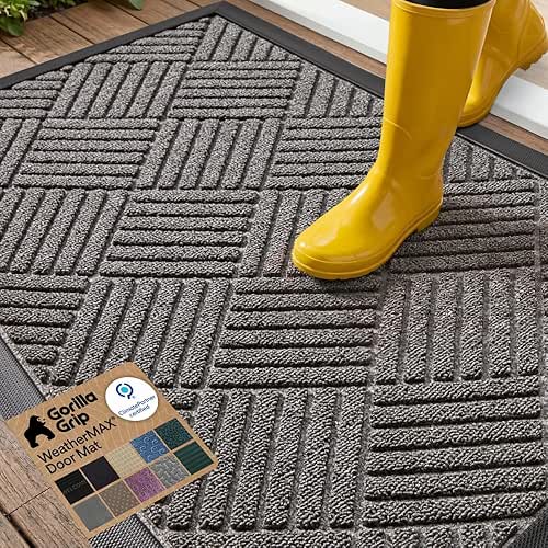 GORILLA GRIP 100% Waterproof All-Season WeatherMAX Doormat US Designed Natural
