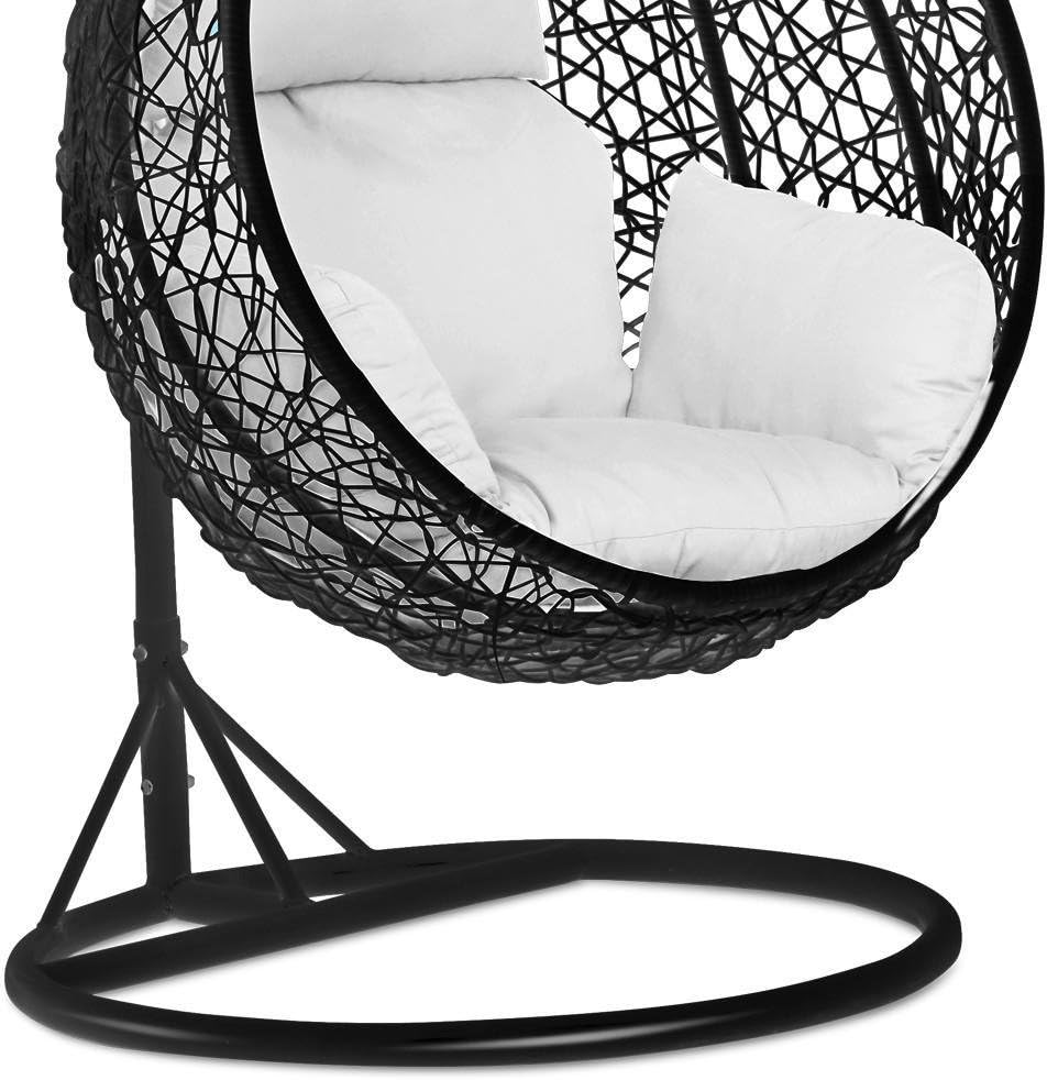 Fauteuil suspendu en rotin - Balançoire - Popamazing 94.5 x 94.5 x 194.5cm(L x W x H) noir — vue 6